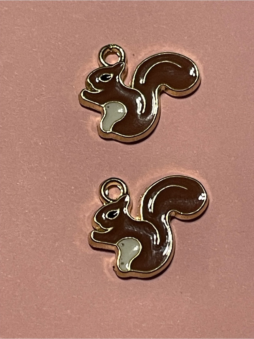 Enamel Gold Tone Squirrel Charms #0201 you get both